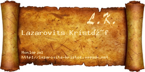 Lazarovits Kristóf névjegykártya